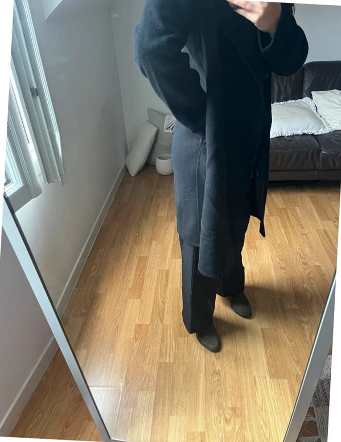 Manteau mi long noir élégant M - photo numéro 5