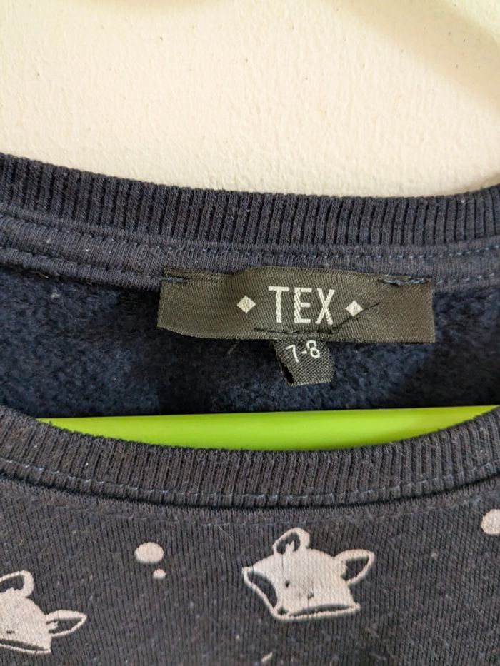 Pull bleu marine renards blancs Tex 7-8 ans - photo numéro 2