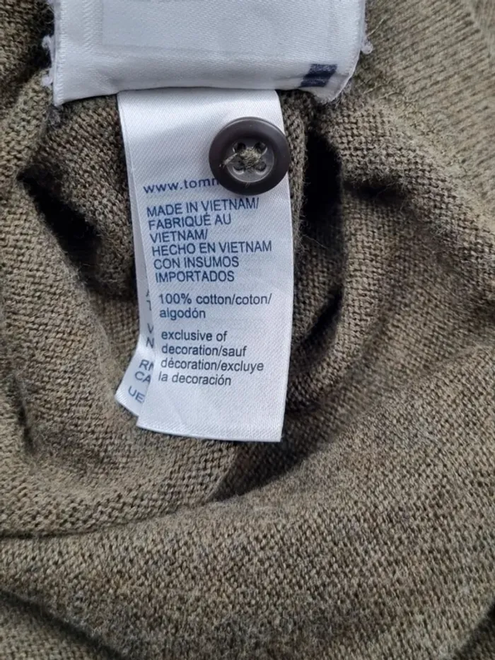 Pull 1/4 boutonné kaki Tommy Hilfiger – Taille M Homme (mesures en photos) - photo numéro 10