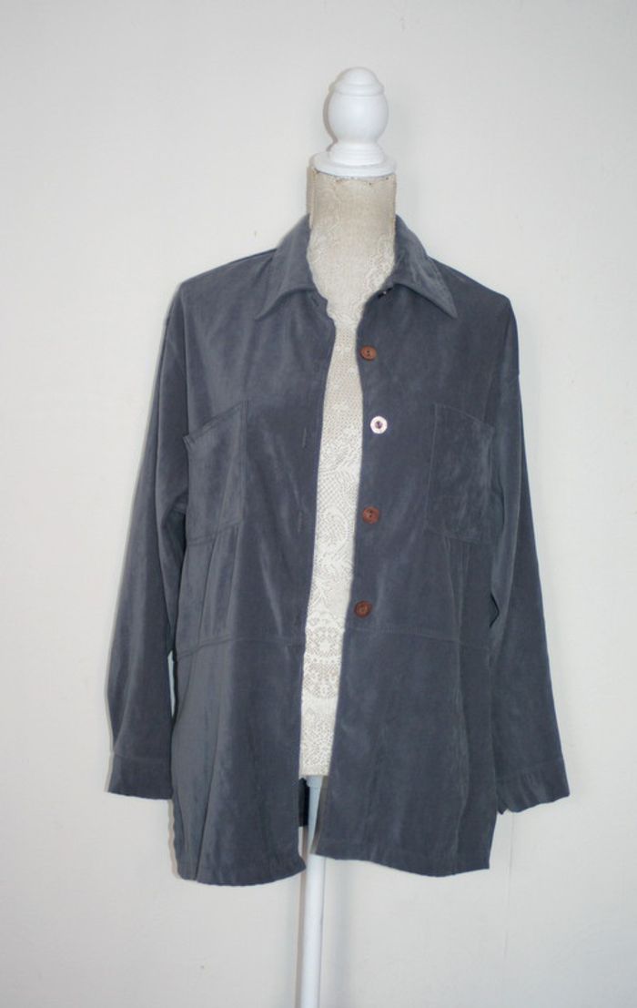 Chemise imitation daim grise