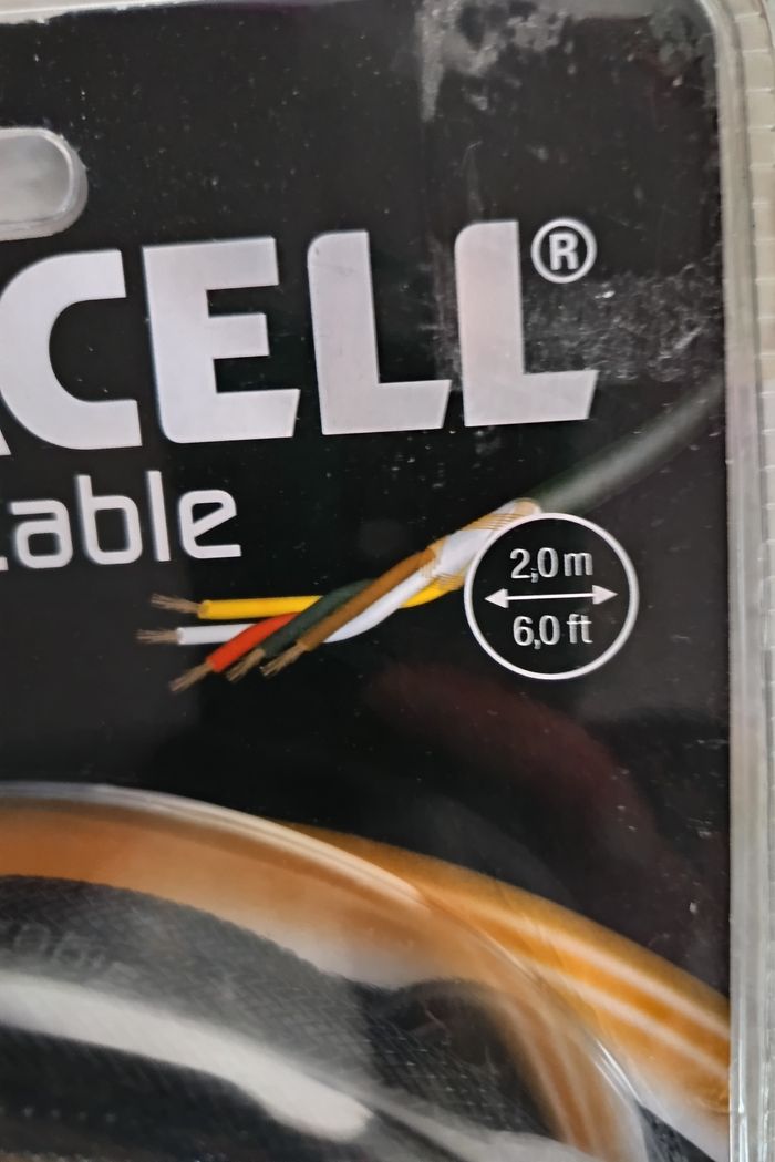 Cable Plaqué OR 2M pour Wii/Wii U. Vidéo, Audio. Haute Qualité. Duracell. Neuf - photo numéro 2