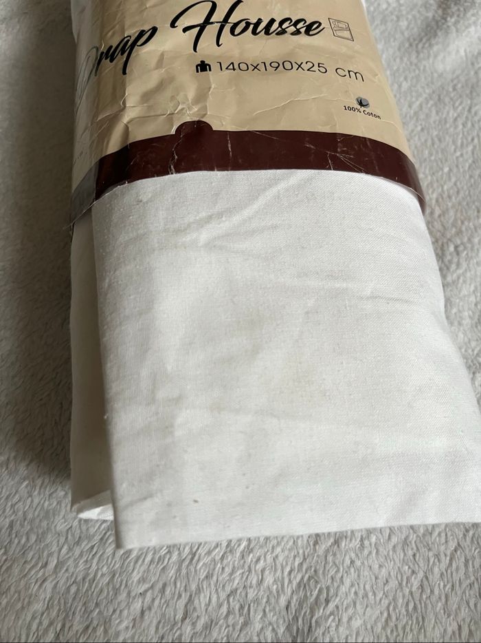 Drap housse blanc Neuf - photo numéro 2