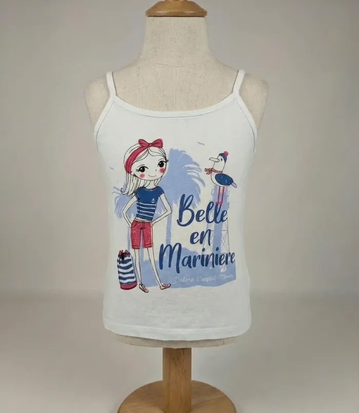 Débardeur Blanc "Belle en Marinière" - Tissaia - 4 Ans (104 cm)