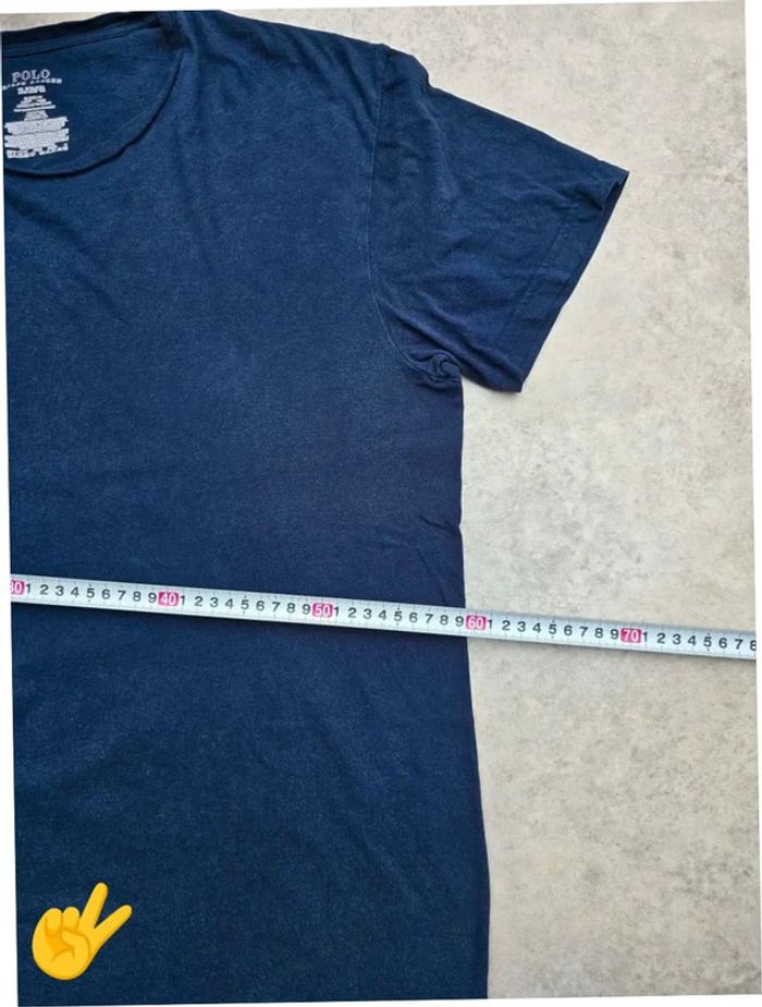 T-shirt Ralph Lauren XL coupe col rond bleu Homme Men tee12b - photo numéro 6