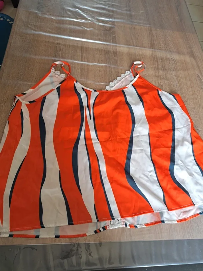 Débardeur orange et blanc 4XL - photo numéro 2