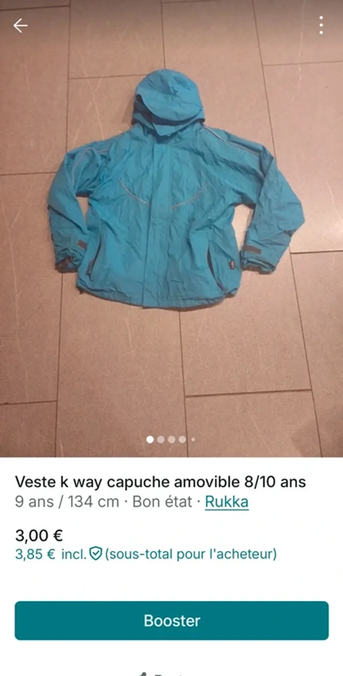 Blouson capuche mi saison 8/10 ans - photo numéro 9