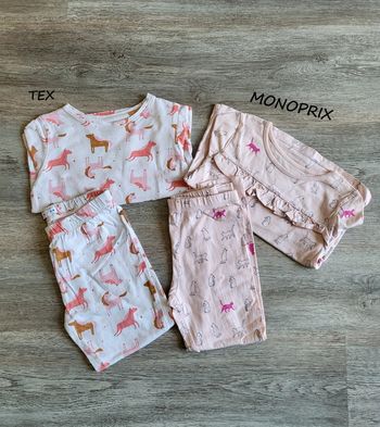 2 pyjamas 2 pièces 4 ans monoprix et tex