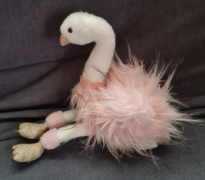 Doudou peluche cygne blanc et rose 30 cm - Histoire d'ours