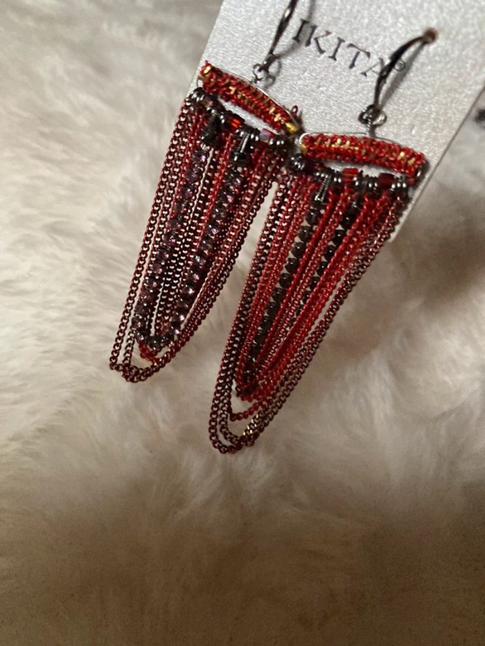 boucles d oreilles perles rouges - photo numéro 2