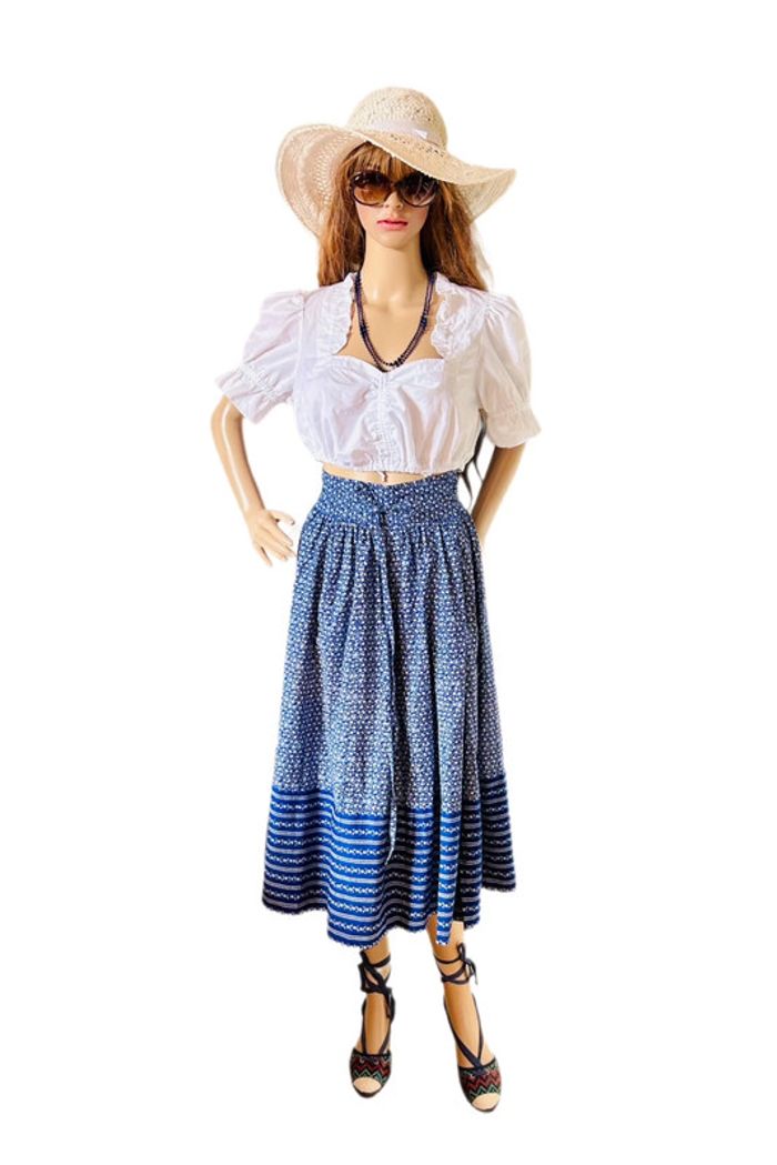 🦋Superbe jupe longue bleue vintage autrichienne cottagecore Austrian Blue long skirt🦋 - photo numéro 10