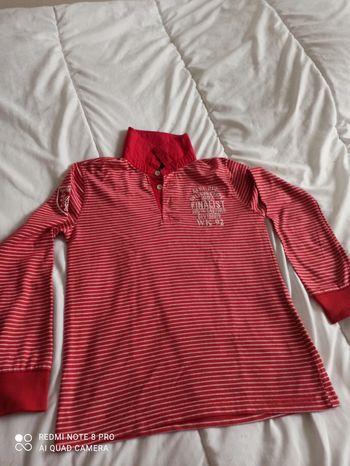 Polo rouge raye 10 ans