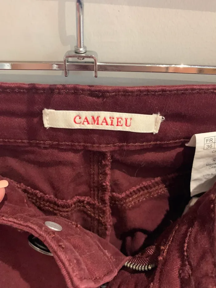 Pantalon slim bordeaux camaïeu - photo numéro 3
