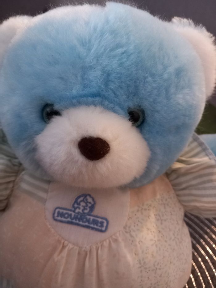 Peluche ours boule marque nounours bleu aux yeux bleus 24cm - photo numéro 3