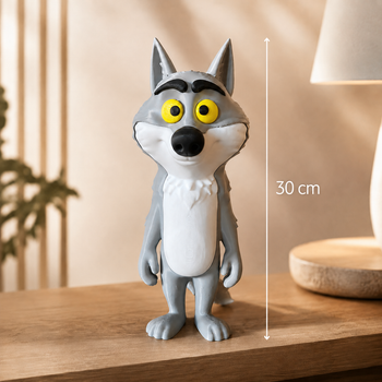 Grand loup décoratif 30 cm – figurine déco chambre enfant / animal rigolo