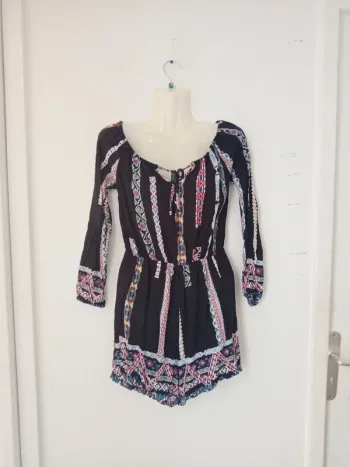 Combishort manches longues légère à motifs femme c