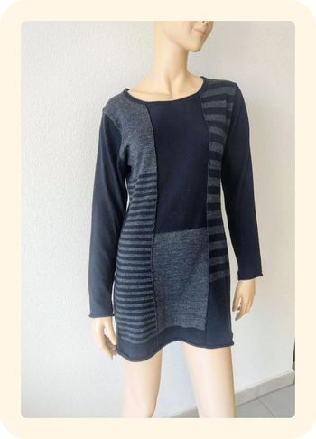 Tunique Zamba bleu et grise à motifs rayés Taille 38