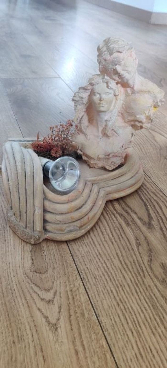 Lampe coeur couple plâtre