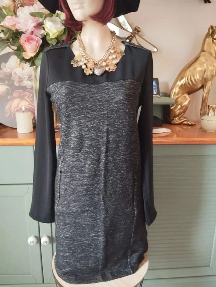 🌹Robe Bi-Matière Laine & Lin IKKS T38/40🌹 - photo numéro 2