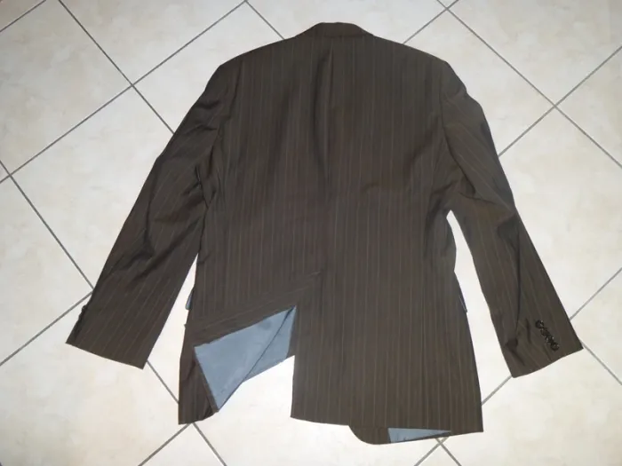 veste droite de costume marron rayé hugo boss taille 50 - photo numéro 2