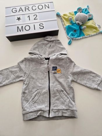 Gilet zippé gris 12m