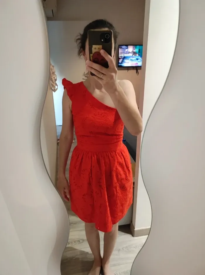 Robe rouge asymétrique XS Etam