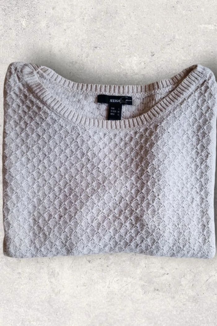 Pull en maille Mango beige manches 3/4 taille L ou 40