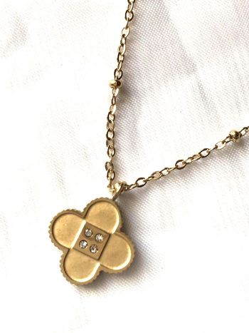 Collier Pendentif Breloque Petite Fleur Pierres Mini Perles Chaîne Bijou Doré Fantaisie Femmes