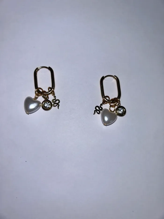 Boucles d'oreilles avec charms en acier inoxydable plaqué or 18k - photo numéro 3