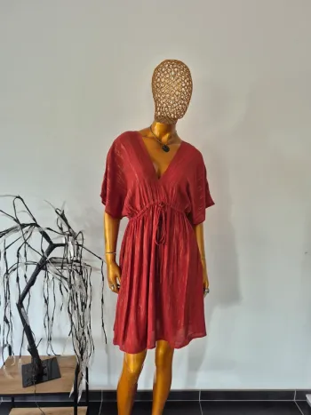 Robe Brique et Dorée Femme Manches Courtes Taille 44/46