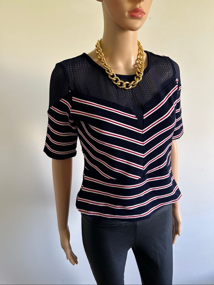 Blouse rayée à manches courtes Jus d’Orange taille 1 TBE - photo numéro 2