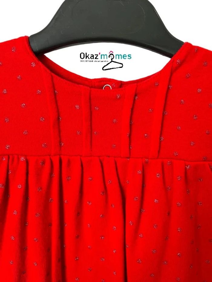 Robe à manches longues rouge à pois pailletés - Petit Bateau 6 mois - photo numéro 2