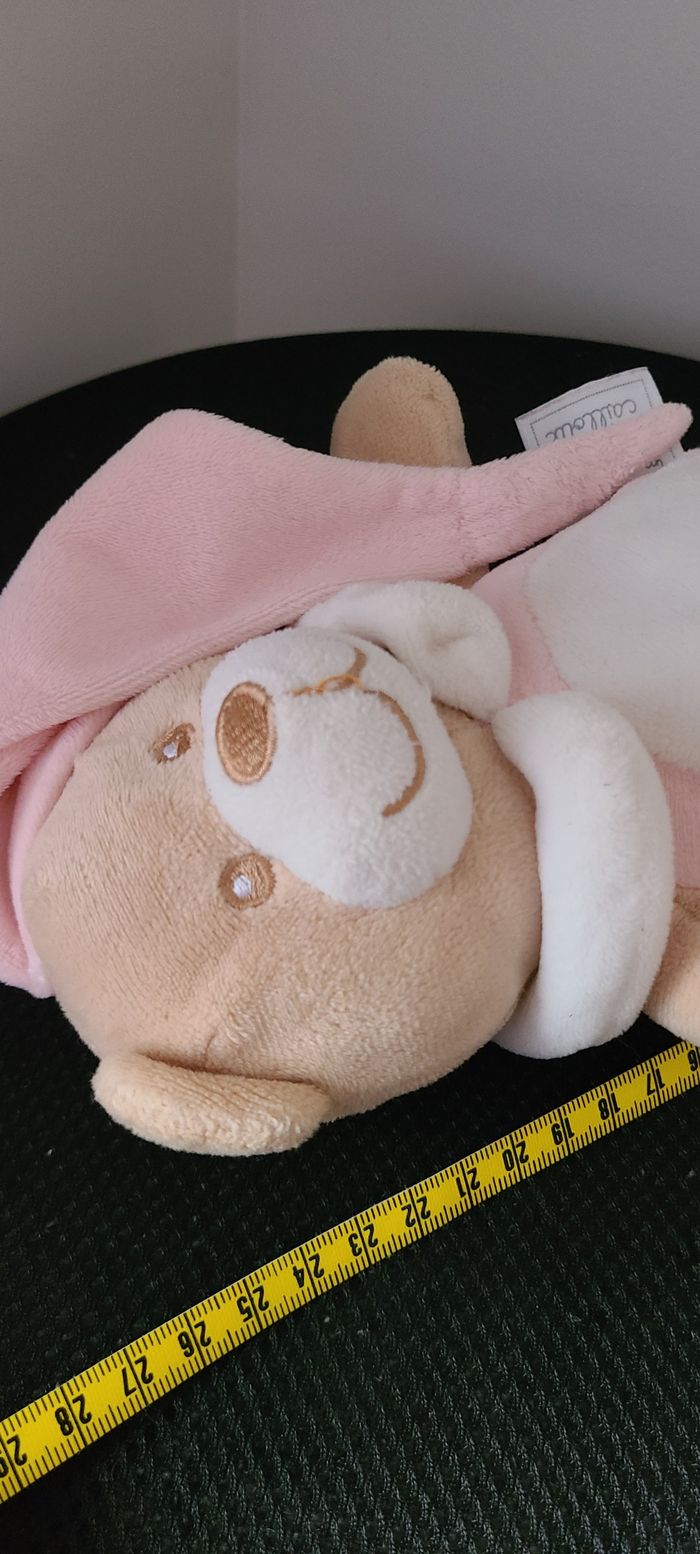 Doudou ours blanc rose beige MES PETITS CAILLOUX CMP - photo numéro 4