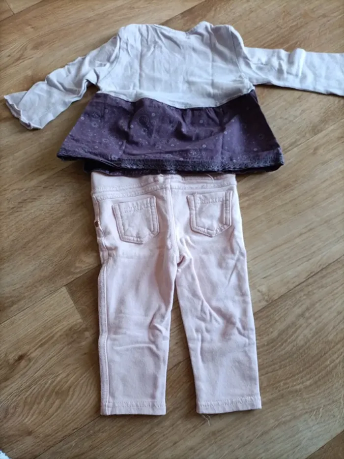 Ensemble t-shirt et jegging rose et violet taille 12 mois - photo numéro 6