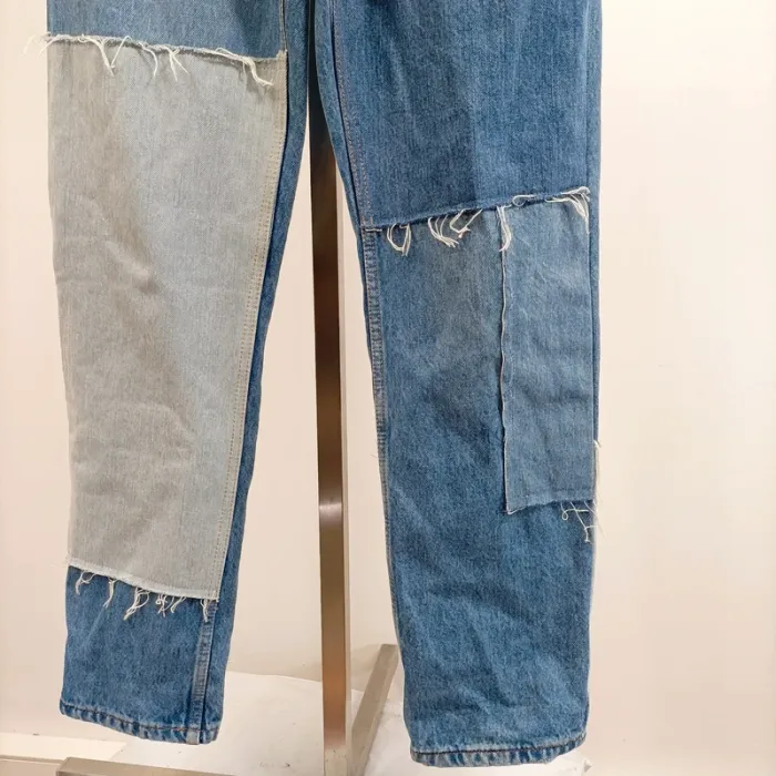 Jean patchwork boyfriend Pull&Bear Jean droit Femme Taille 40 - A395 - photo numéro 8