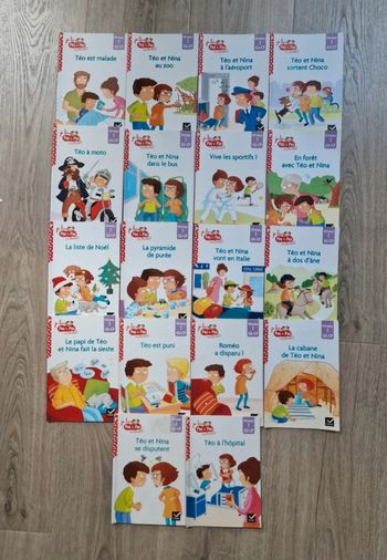 Lot de 18 livres cp téo et nina