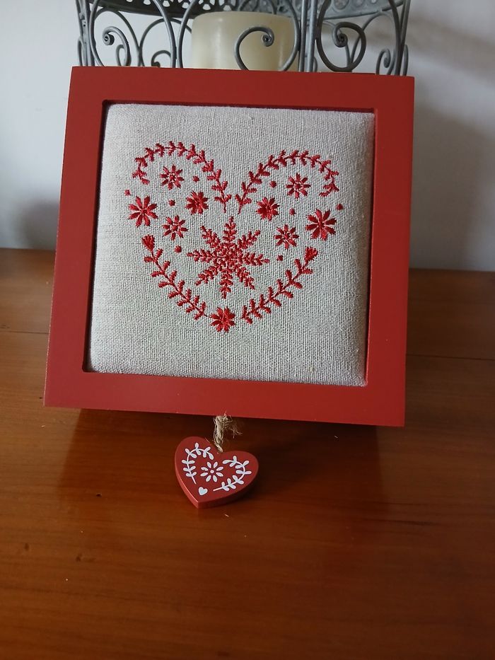 Neuf: Boîte à thé/ ou autre en bois & tissu brodé *gamme montagne - photo numéro 10