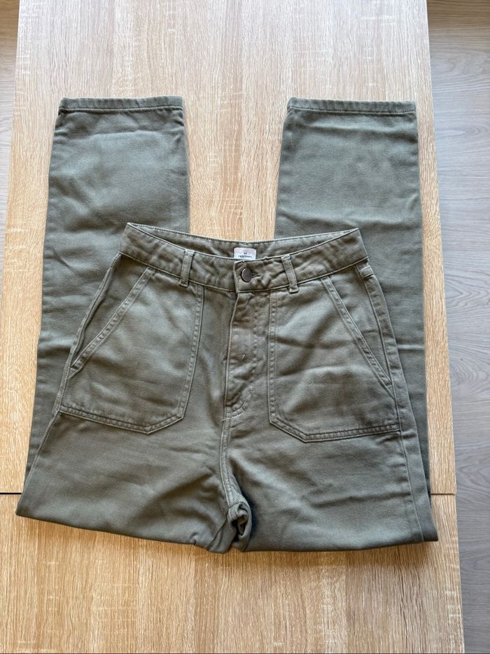Jean droit taille haute kaki au printemps Paris taille 36 S - photo numéro 2