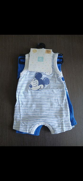 Lot 3 barboteuse combishort garçon Mickey disney 50 cm 0 mois