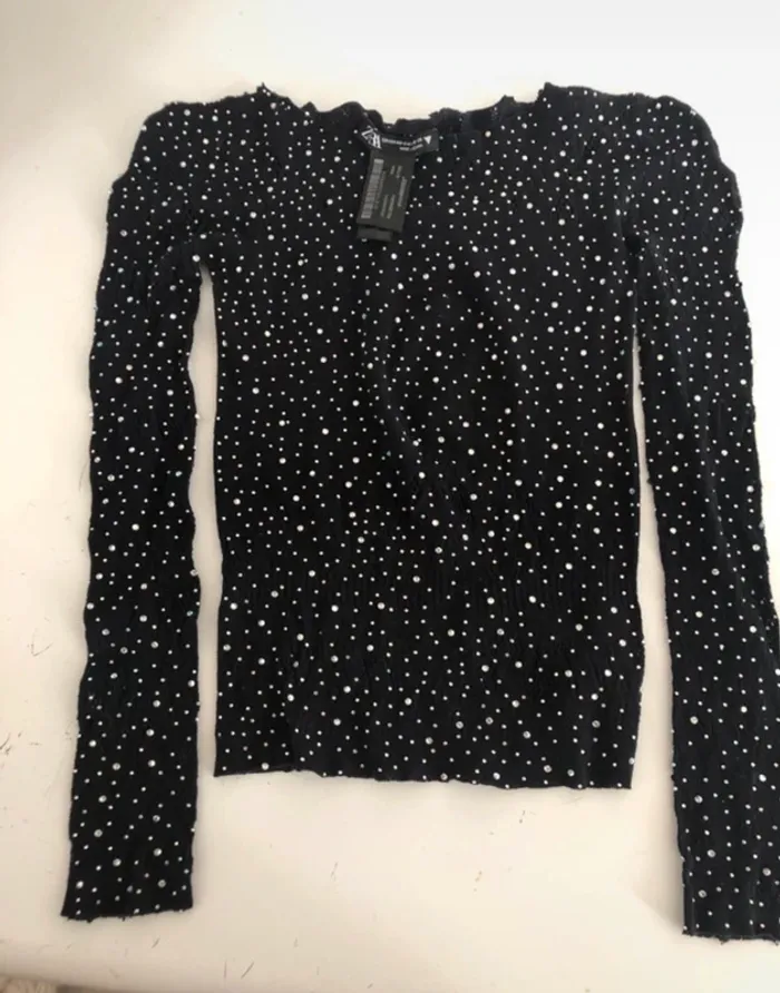 Haut strass et dentelle Zara TBE Taille XS