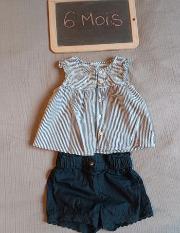 Ensemble blouse et short taille 6 mois en très bon état