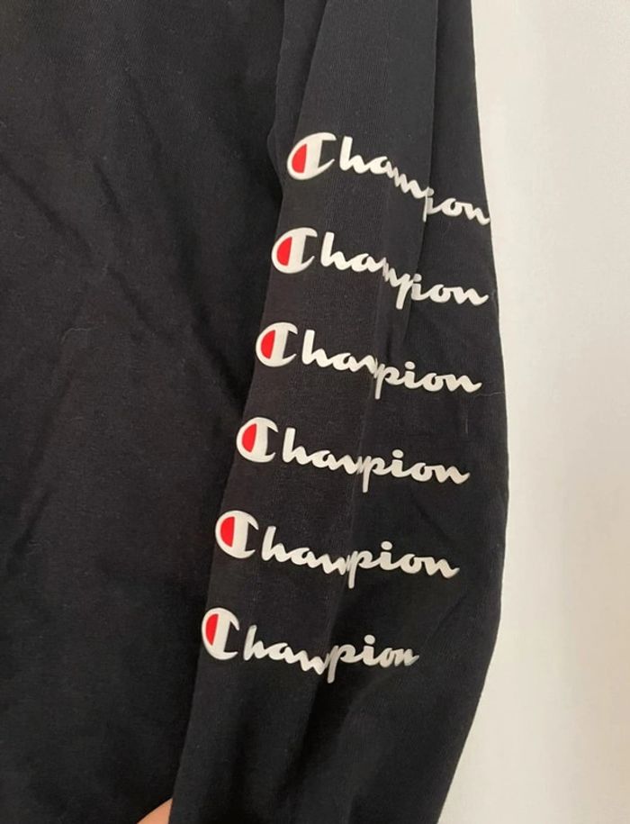 t shirt manche longue champion noire - photo numéro 3
