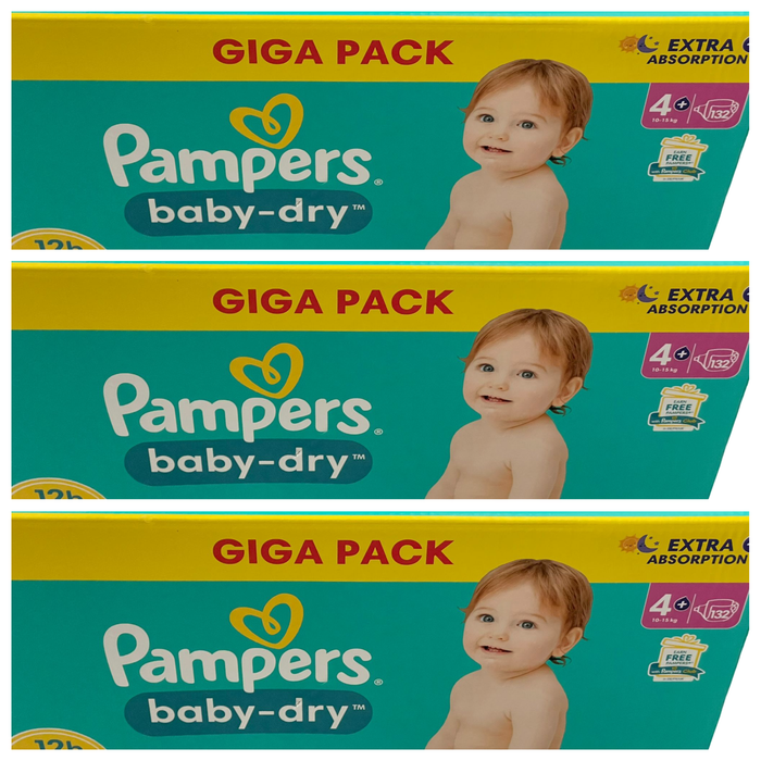 Lot de 396 Couches Pampers Baby Dry 10-15 kg Taille 4+Neuf
