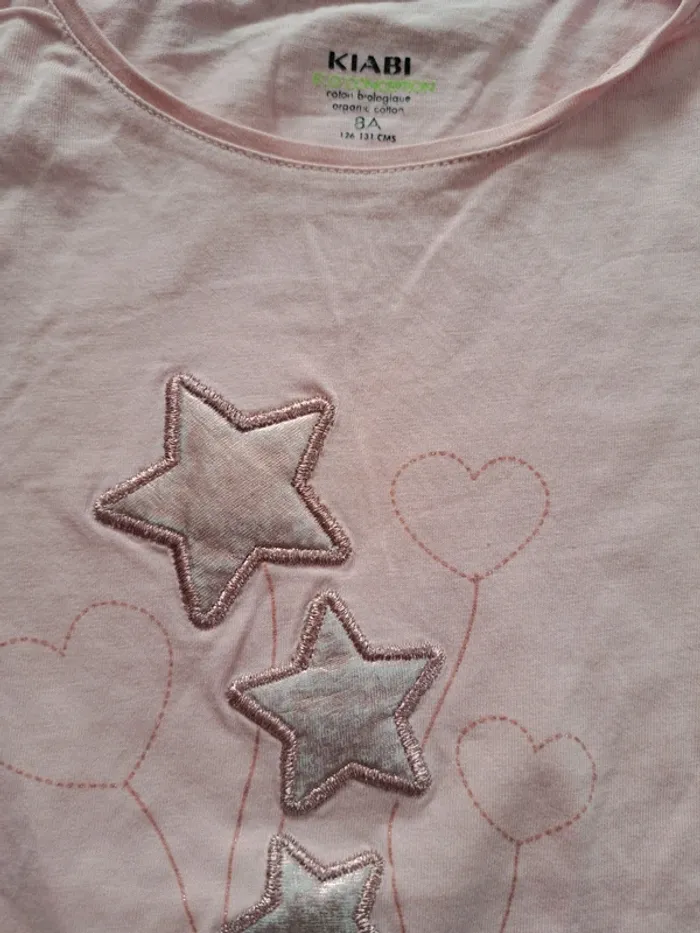 Tee-shirt manches longues rose pâle 8 ans 👧 Kiabi Neuf - photo numéro 2