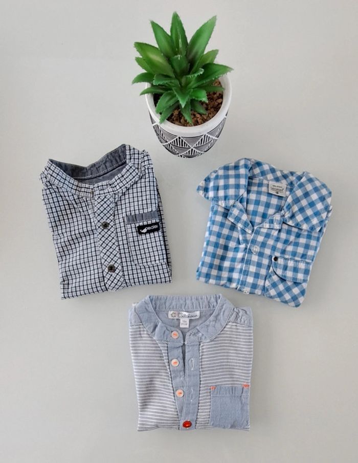 Lots de 2 chemises manches courts et une chemise manches longes - photo numéro 2