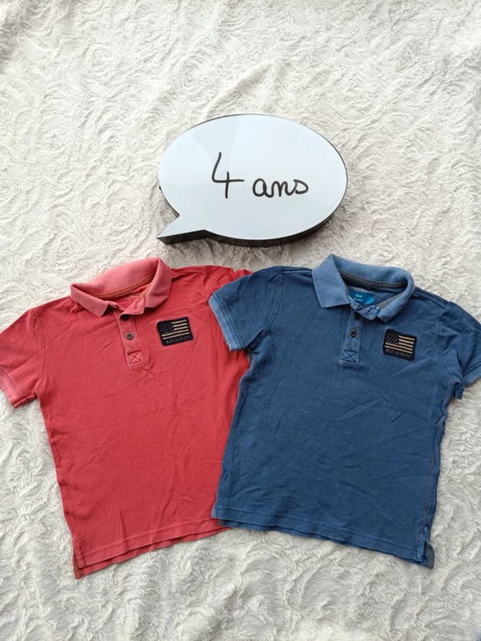 Lot de 2 polos manches courtes Garçon 4 ans Amérique Vertbaudet 100% coton