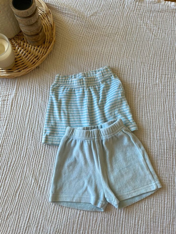 Lot de 2 short en éponge bleu