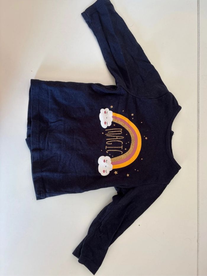Haut manches longues bébé 1-3 mois bleu marine - KIABI
