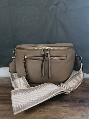 Sac banane simili cuir taupe