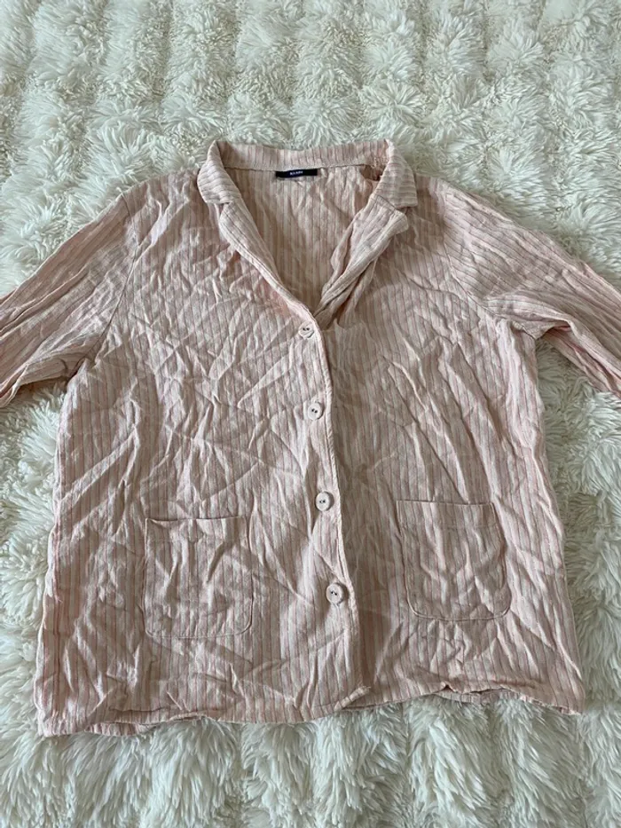 Chemise de pyjama rose à rayure Kiabi taille S