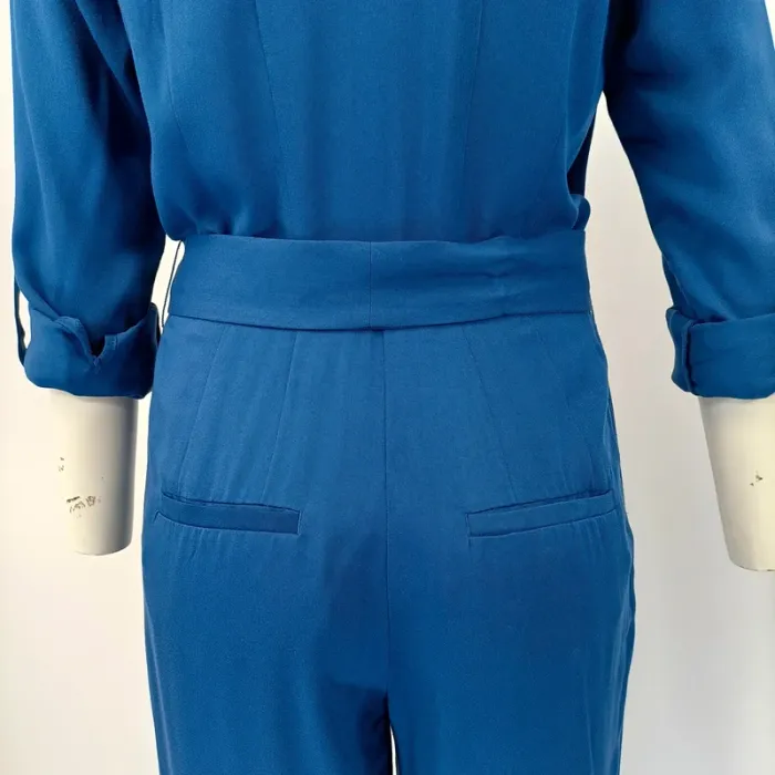 Combinaison bleu boutonnée Comptoir des cotonniers Col chemise combinaison été pantalon fluide A189 - photo numéro 10